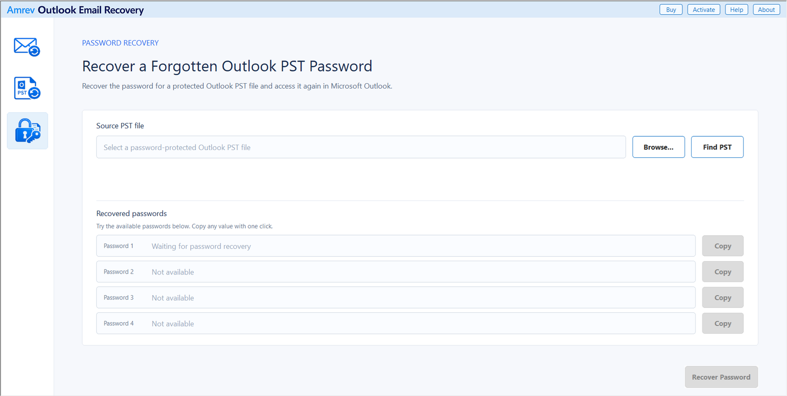 Recover a forgotten Outlook PST password